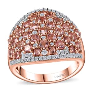 Blush Tourmaline and Moissanite Ring in Vermeil Rose Gold Over Sterling Silver (Size 10.0) 2.85 ctw