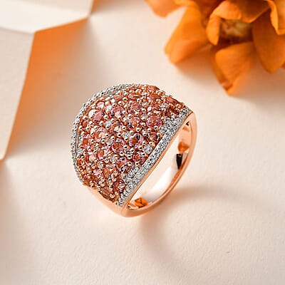 Blush Tourmaline and Moissanite Ring in Vermeil Rose Gold Over Sterling Silver (Size 10.0) 2.85 ctw