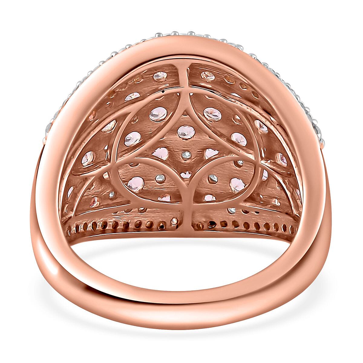 Blush Tourmaline and Moissanite Ring in Vermeil Rose Gold Over Sterling Silver (Size 10.0) 2.85 ctw