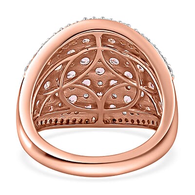 Blush Tourmaline and Moissanite Ring in Vermeil Rose Gold Over Sterling Silver (Size 10.0) 2.85 ctw