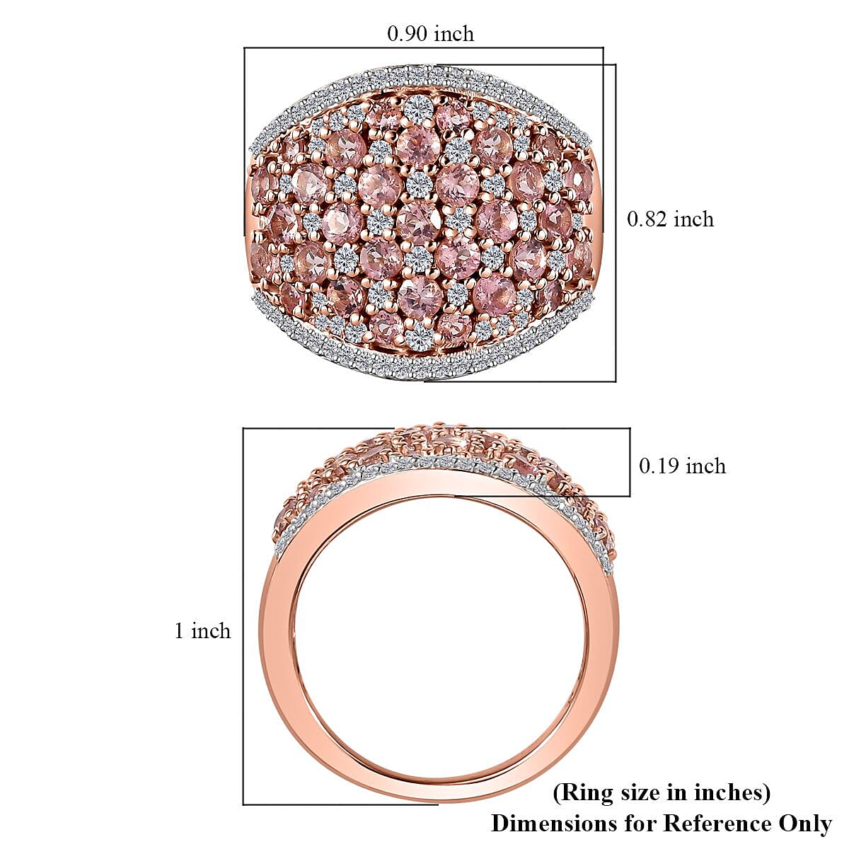 Blush Tourmaline and Moissanite Ring in Vermeil Rose Gold Over Sterling Silver (Size 10.0) 2.85 ctw