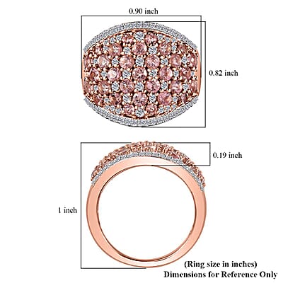 Blush Tourmaline and Moissanite Ring in Vermeil Rose Gold Over Sterling Silver (Size 10.0) 2.85 ctw