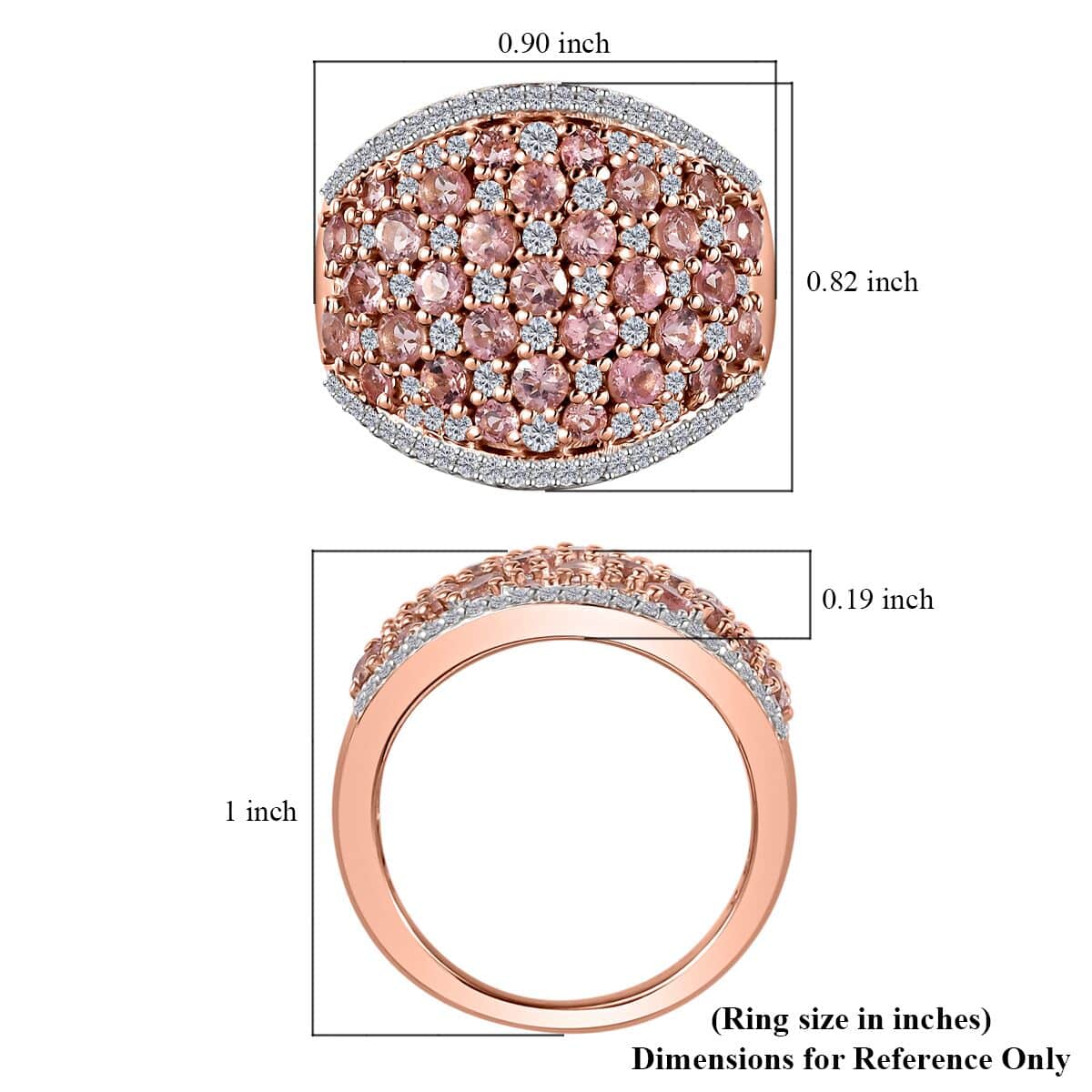 Blush Tourmaline and Moissanite Ring in Vermeil Rose Gold Over Sterling Silver (Size 10.0) 2.85 ctw image number 5