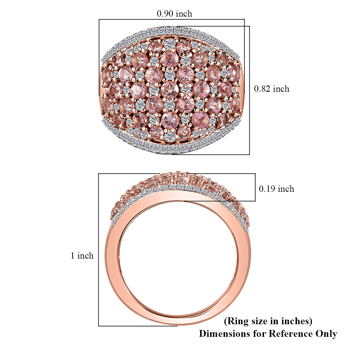Blush Tourmaline and Moissanite Ring in Vermeil Rose Gold Over Sterling Silver (Size 7.0) 2.85 ctw image number 5