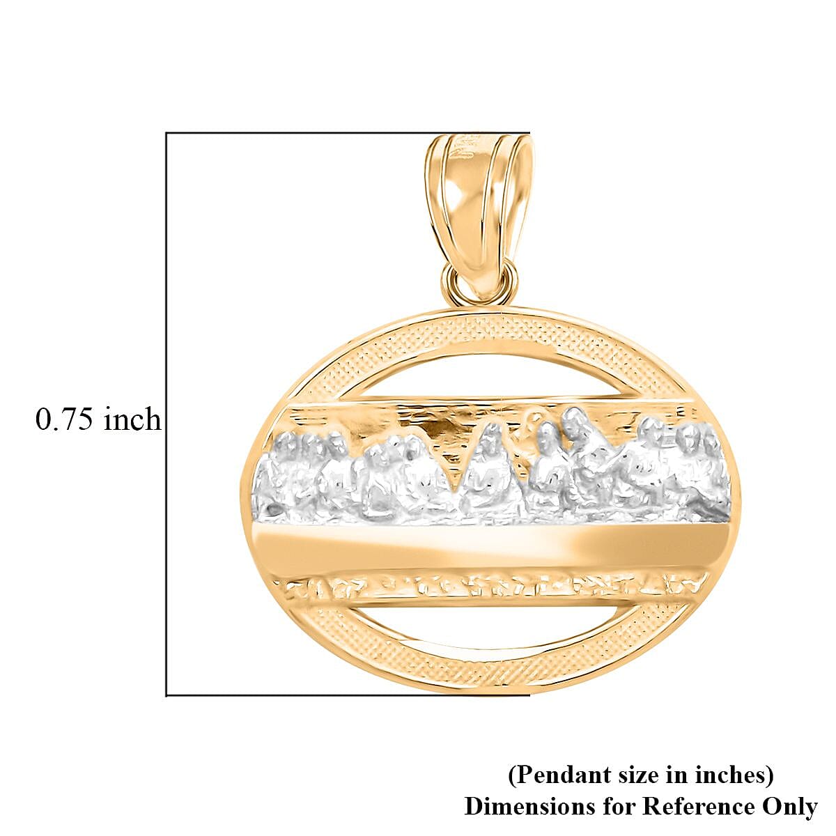 Made in America 10K Yellow and White Gold Last Supper Pendant without Chain 0.90 Grams image number 4