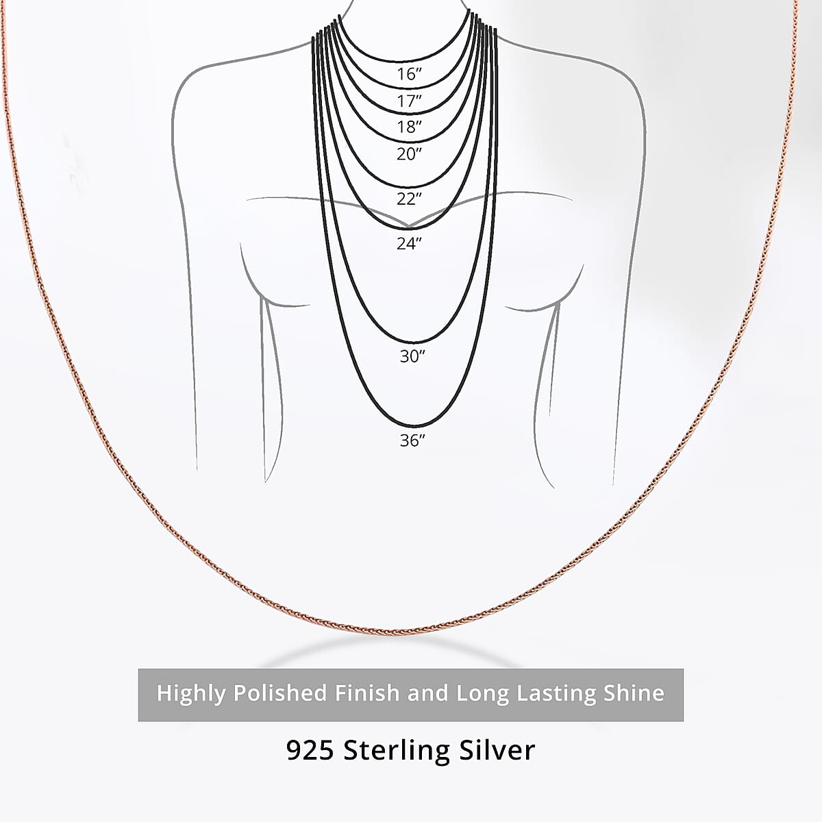 Necklace in 14K Rose Gold Over Sterling Silver 24 Inches 3.10 Grams image number 4