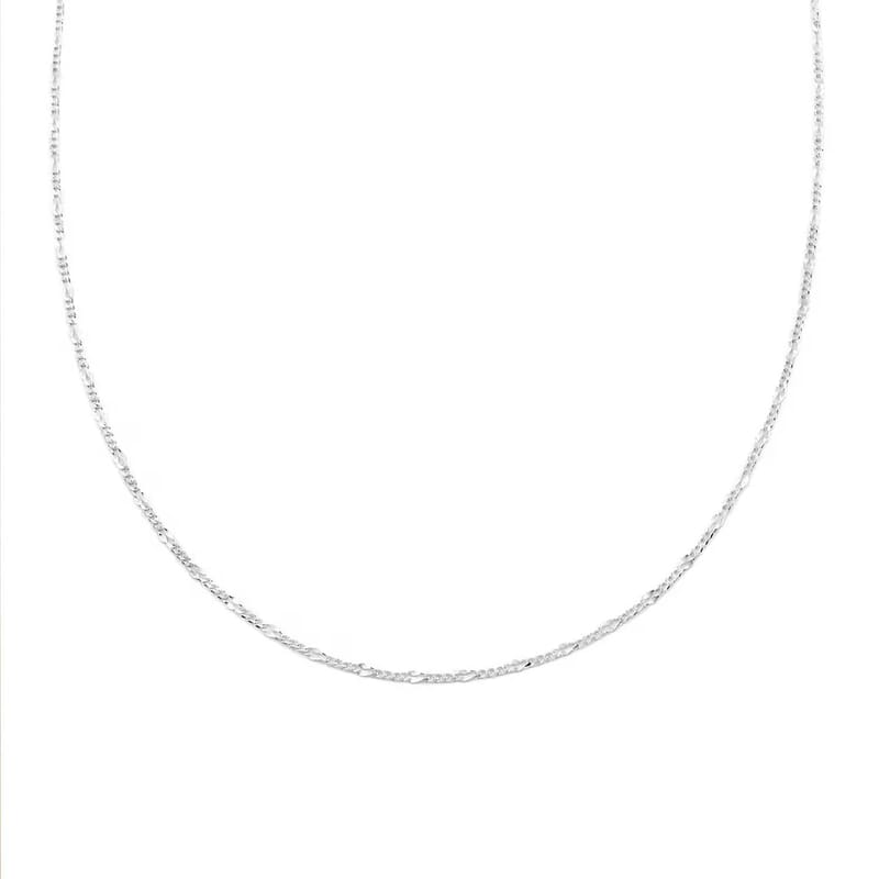 Adjustable Figaro Chain Necklace in Sterling Silver 24 Inches 2.90 Grams