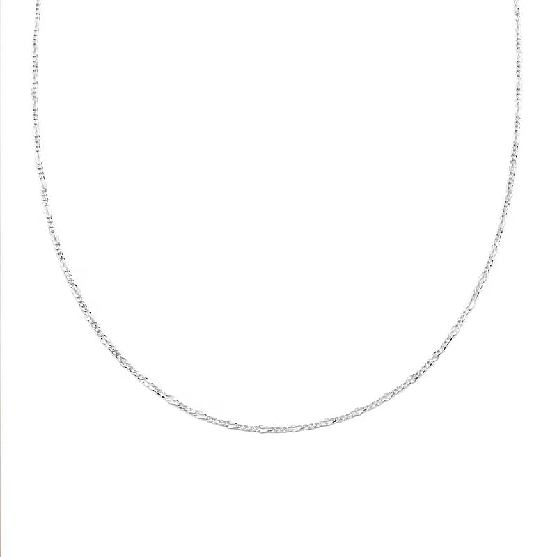 Adjustable Figaro Chain Necklace in Sterling Silver 24 Inches 2.90 Grams