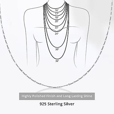 Adjustable Figaro Chain Necklace in Sterling Silver 24 Inches 2.90 Grams