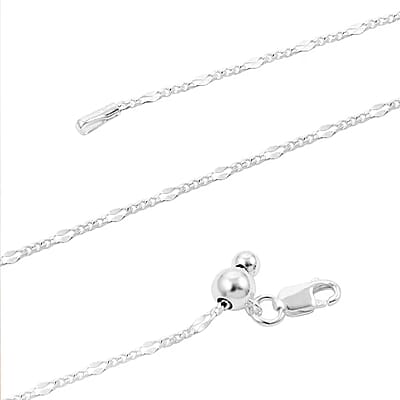 Adjustable Figaro Chain Necklace in Sterling Silver 24 Inches 2.90 Grams