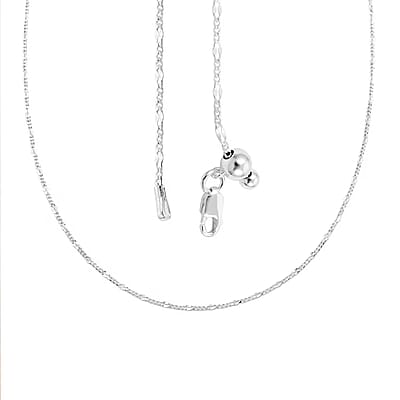 Adjustable Figaro Chain Necklace in Sterling Silver 24 Inches 2.90 Grams