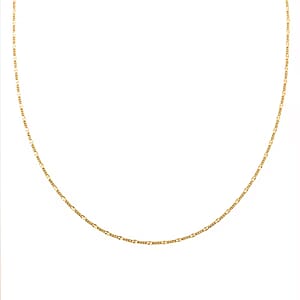 Adjustable Figaro Chain Necklace in 14K Yellow Gold Over Sterling Silver 24 Inches 2.90 Grams