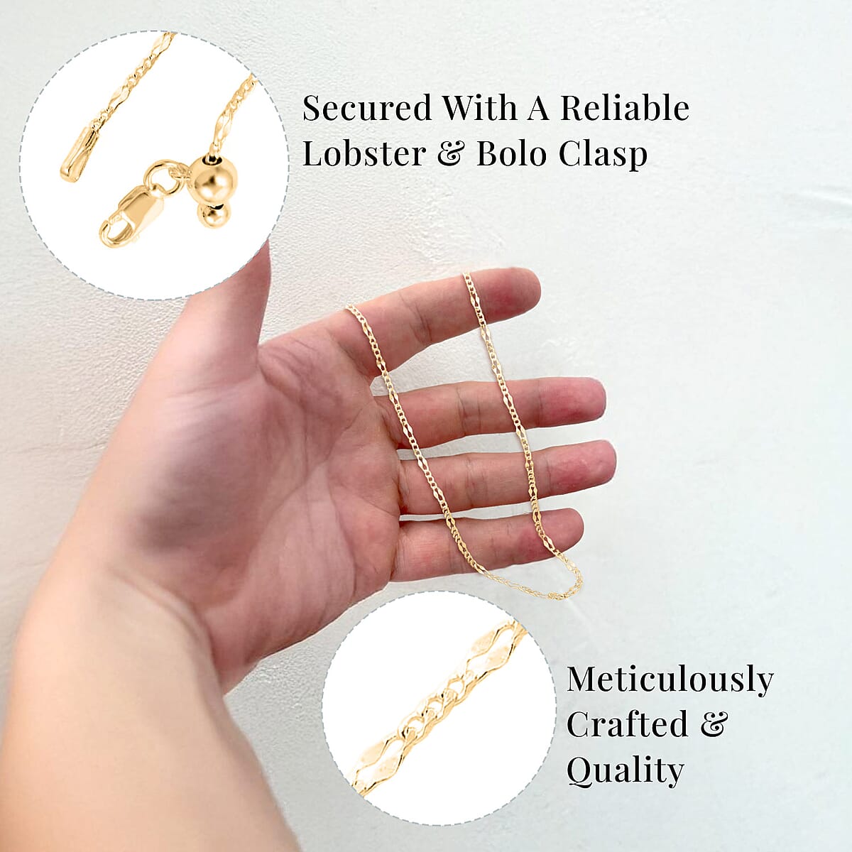 Adjustable Figaro Chain Necklace in 14K Yellow Gold Over Sterling Silver 24 Inches 2.90 Grams image number 2