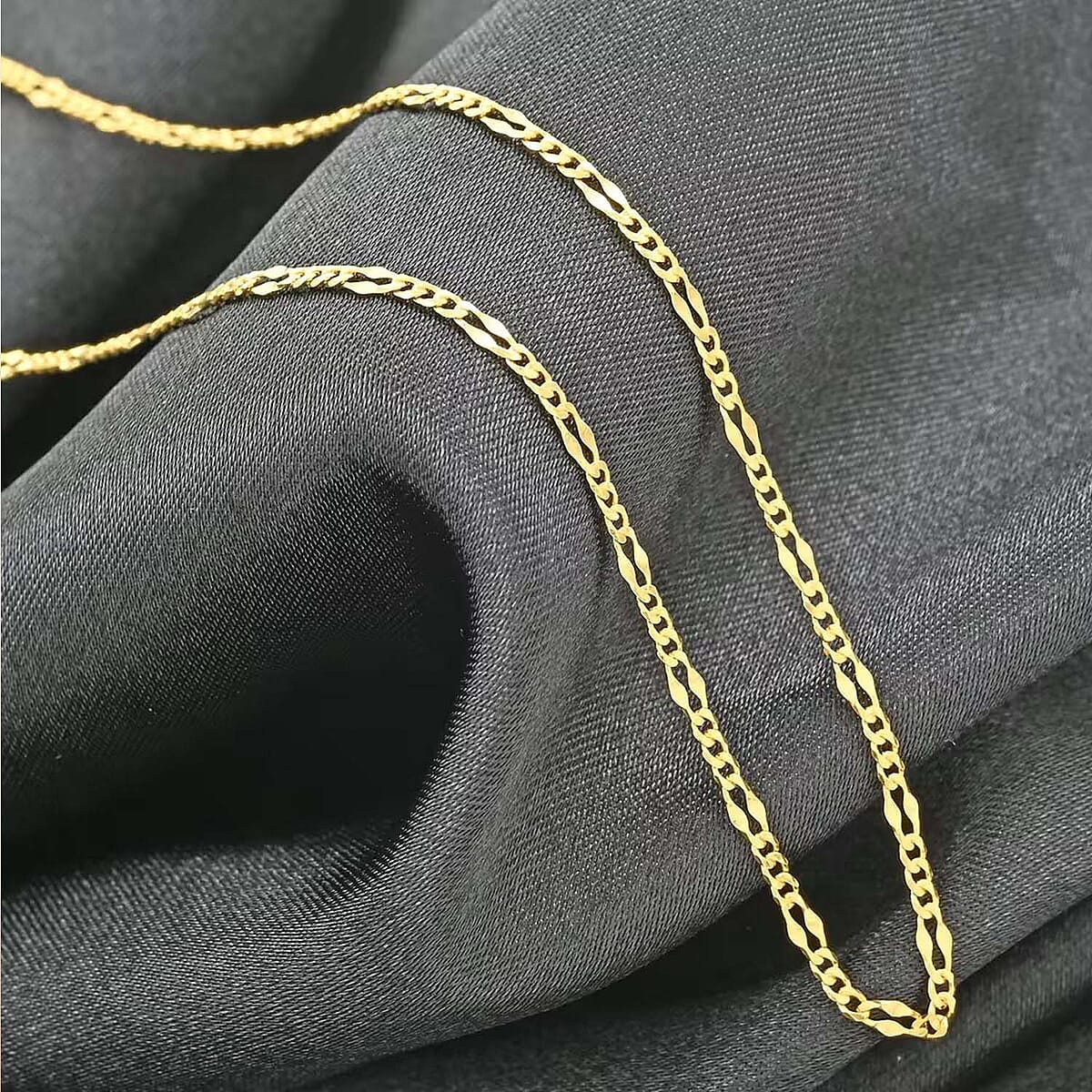 Adjustable Figaro Chain Necklace in 14K Yellow Gold Over Sterling Silver 24 Inches 2.90 Grams image number 5