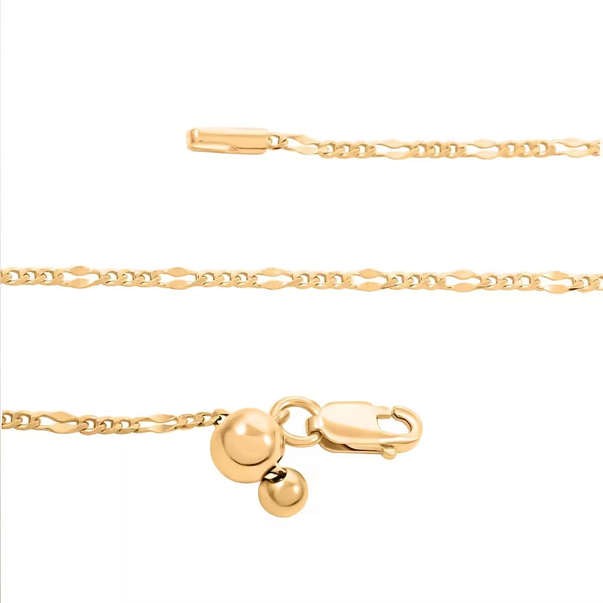 Adjustable Figaro Chain Necklace in 14K Yellow Gold Over Sterling Silver 24 Inches 2.90 Grams image number 6