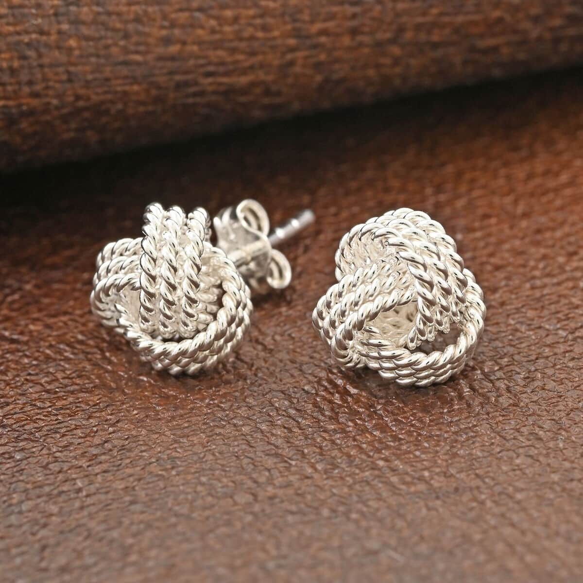 Sterling Silver Love Knot Earrings 2.40 Grams image number 1