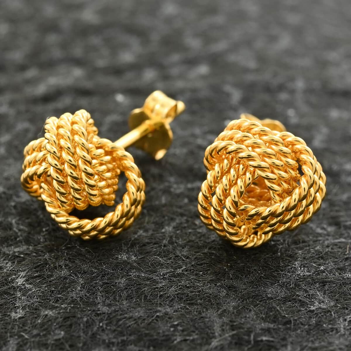 14K Yellow Gold Over Sterling Silver Love Knot Earrings 2.40 Grams image number 1