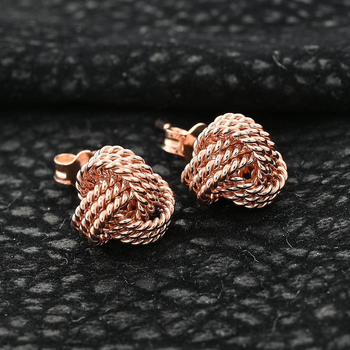 14K Rose Gold Over Sterling Silver Love Knot Earrings 2.40 Grams image number 1