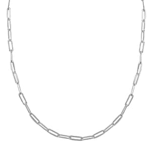 Italian Sterling Silver Paper Clip Chain Necklace 20 Inches 10.90 Grams