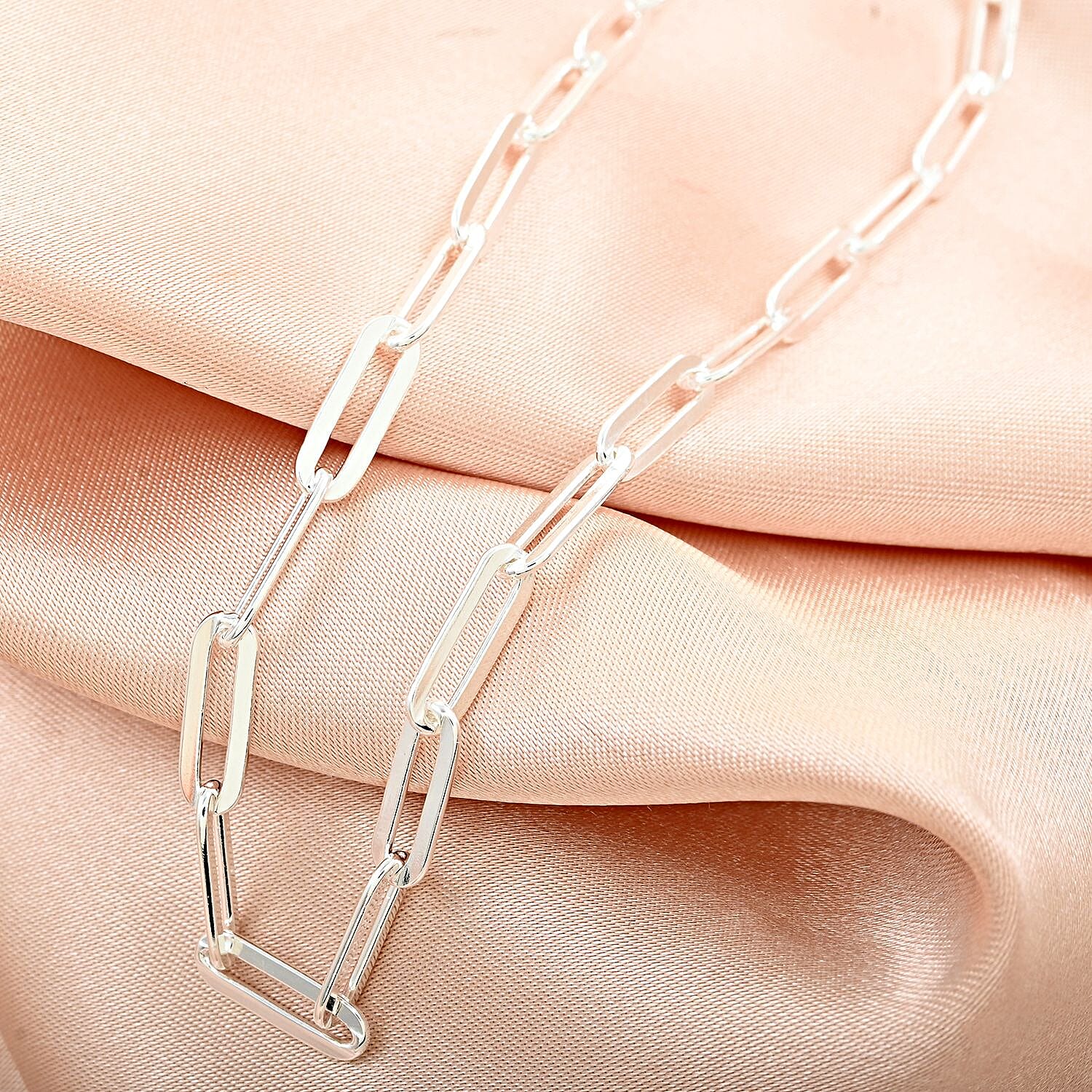 Italian Sterling Silver Paper Clip Chain Necklace 20 Inches 10.90 Grams