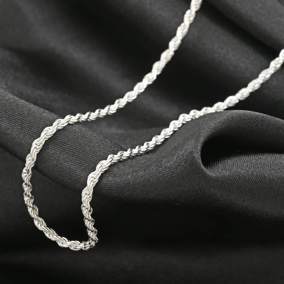 Italian Sterling Silver Rope Chain Necklace 22 Inches 7.4 Grams