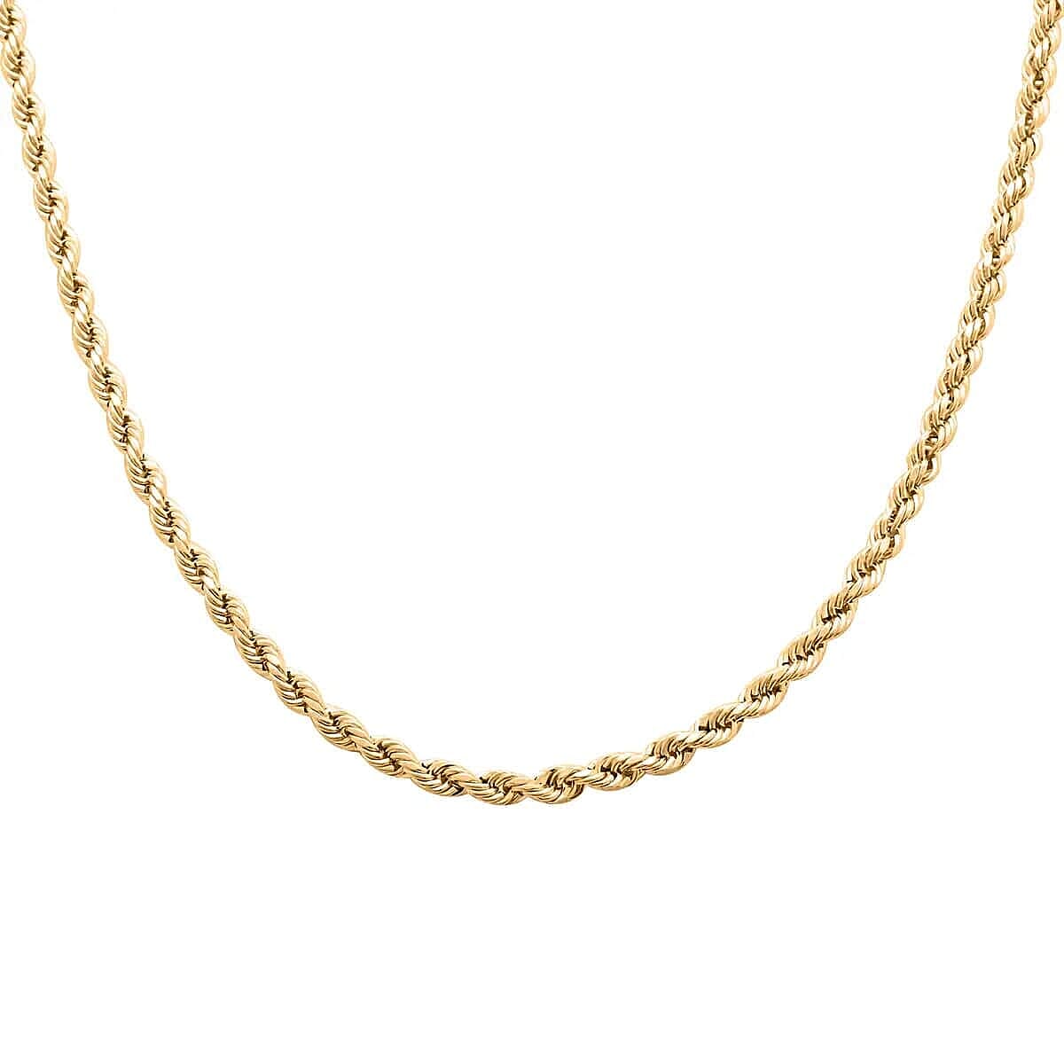 Italian 14K Yellow Gold Over Sterling Silver Rope Chain Necklace 22 Inches 7.5 Grams image number 0