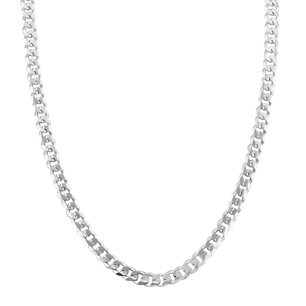 Italian Sterling Silver Flat Curb Chain Necklace 22 Inches 9.90 Grams image number 2