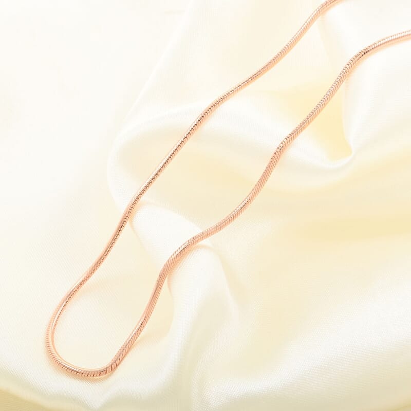 14K Rose Gold Over Sterling Silver Snake Chain Necklace 24 Inches 10.90 Grams