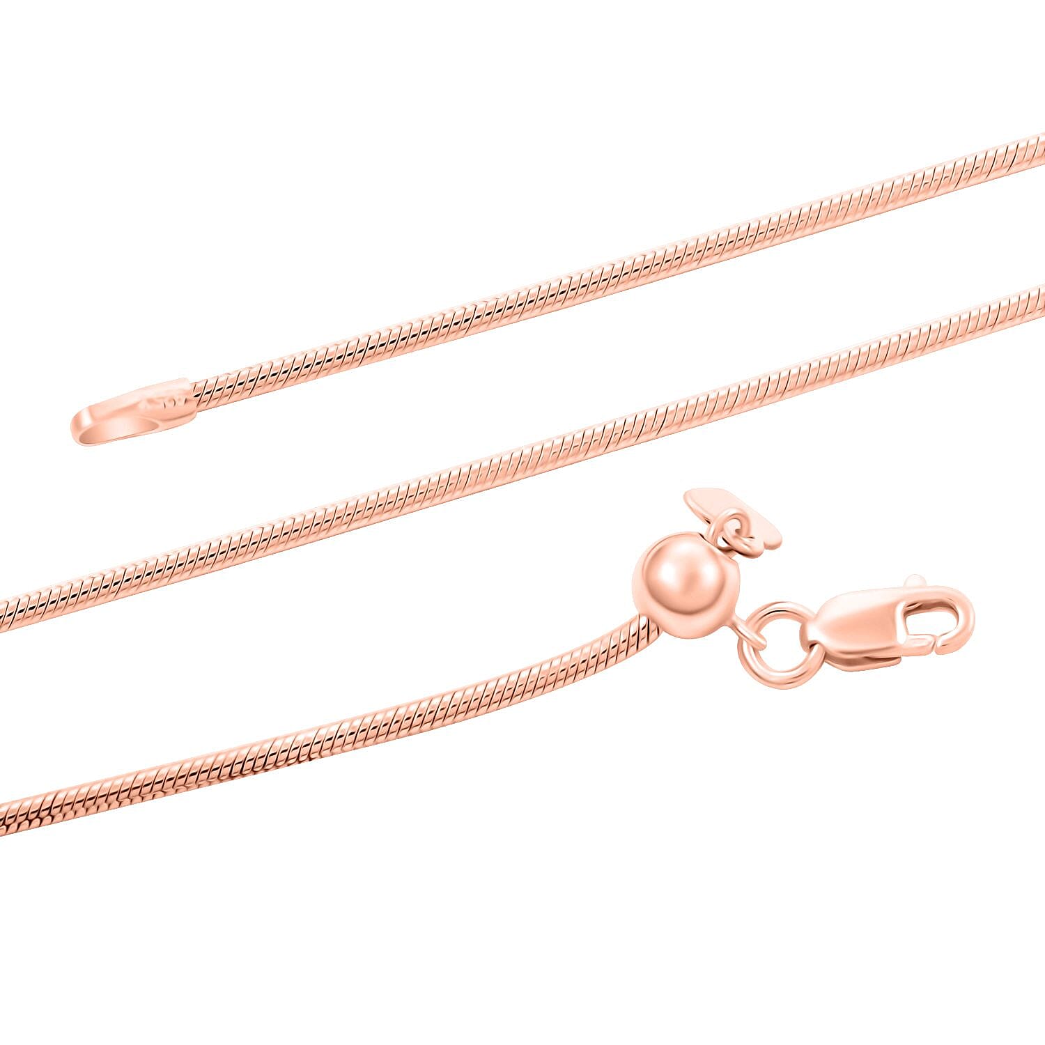 14K Rose Gold Over Sterling Silver Snake Chain Necklace 24 Inches 10.90 Grams