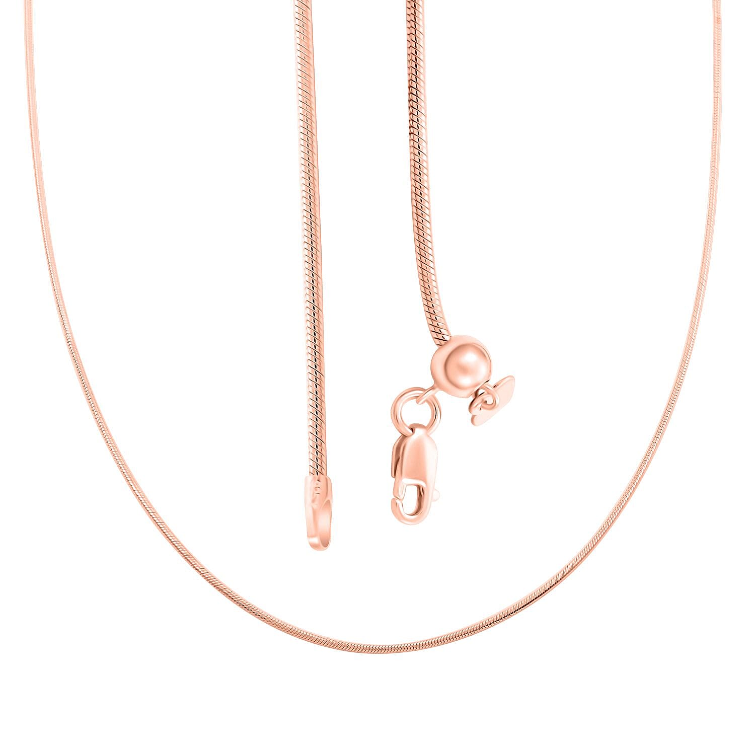 14K Rose Gold Over Sterling Silver Snake Chain Necklace 24 Inches 10.90 Grams