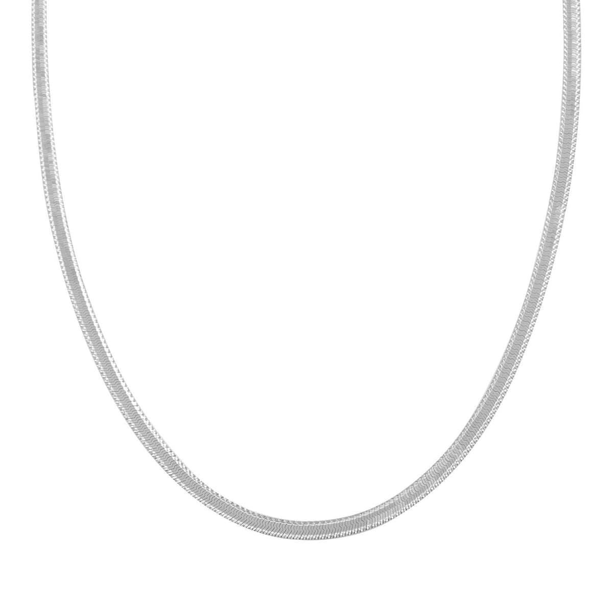 Italian Sterling Silver Herringbone Chain Necklace 20 Inches 6.50 Grams image number 0