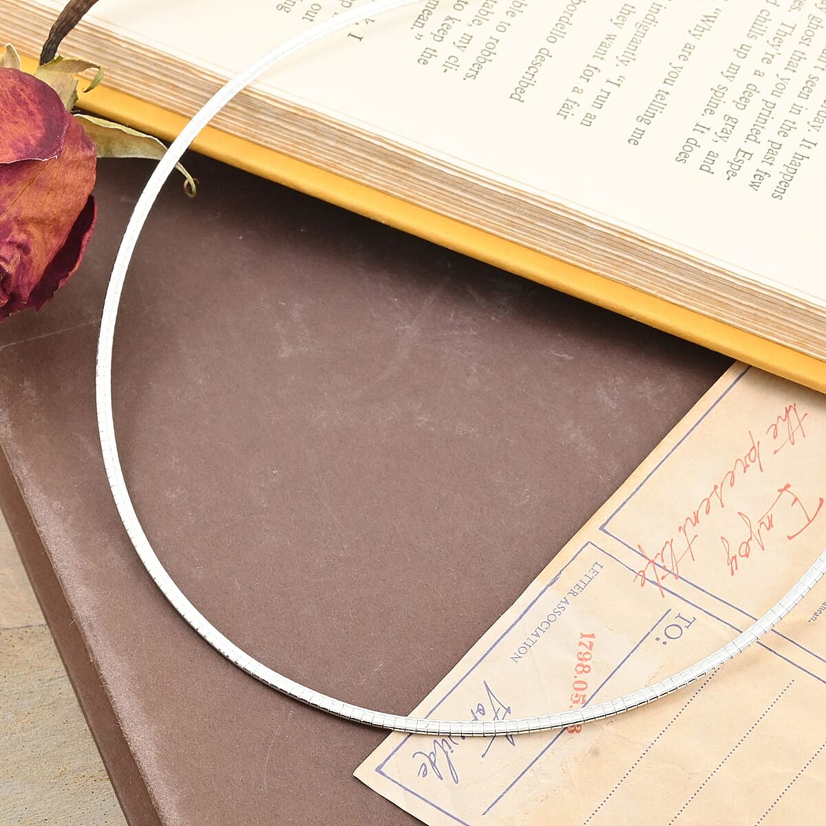 Italian Sterling Silver 2mm Omega Chain Necklace 18 Inches 10.50 Grams image number 1