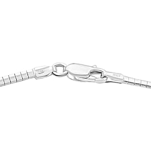 Italian Sterling Silver 2mm Omega Chain Necklace 18 Inches 10.50 Grams