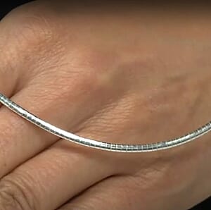 Italian Sterling Silver 2mm Omega Chain Necklace 18 Inches 10.50 Grams