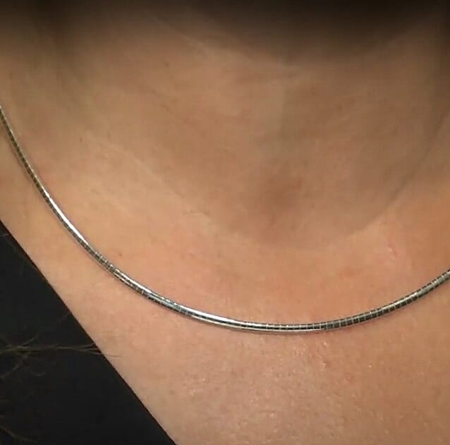 Italian Sterling Silver 2mm Omega Chain Necklace 18 Inches 10.50 Grams