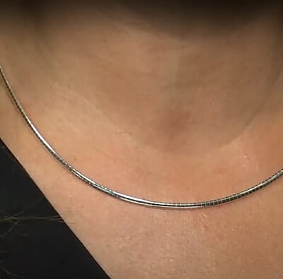 Italian Sterling Silver 2mm Omega Chain Necklace 18 Inches 10.50 Grams