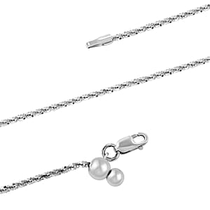 Sparkle Chain Necklace in Rhodium Over Sterling Silver 4.90 Grams 24 Inches