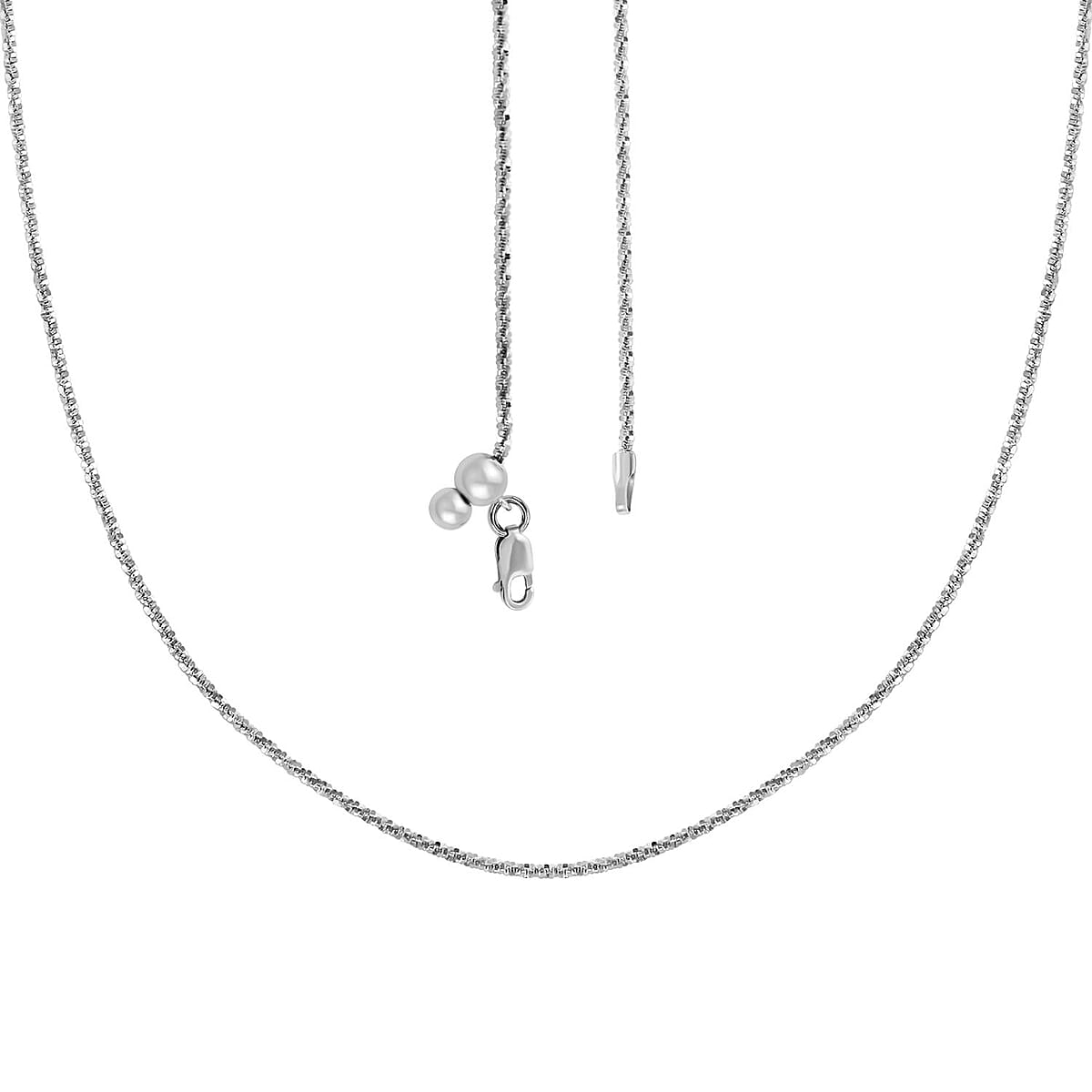 Sparkle Chain Necklace in Rhodium Over Sterling Silver 4.90 Grams 24 Inches image number 3