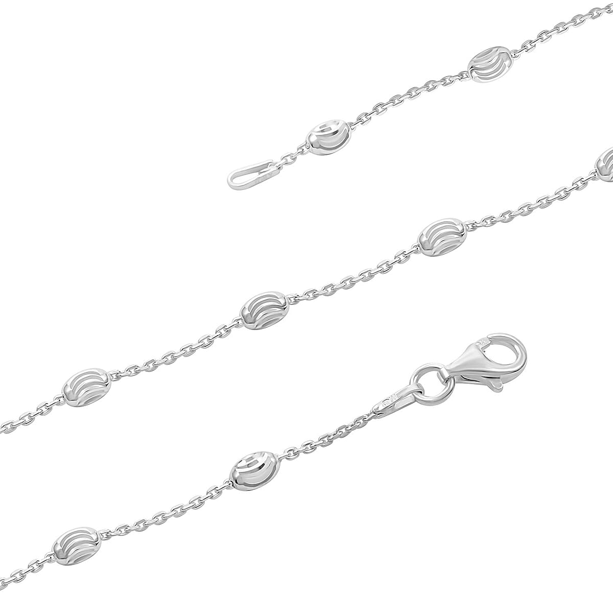 Italian Sterling Silver 3mm Station Oval Moon Chain Necklace 24 Inches 5.40 Grams image number 2