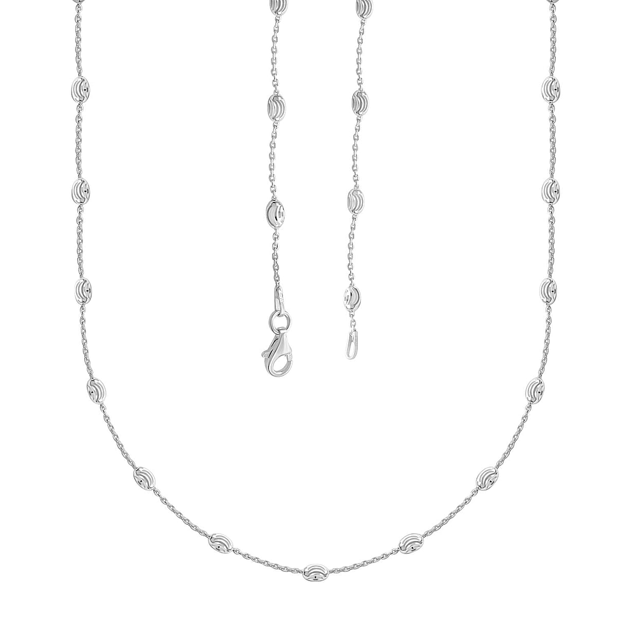 Italian Sterling Silver 3mm Station Oval Moon Chain Necklace 24 Inches 5.40 Grams image number 3