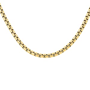 14K Yellow Gold Sterling Silver Box Chain Necklace 24 Inches 7.90 Grams