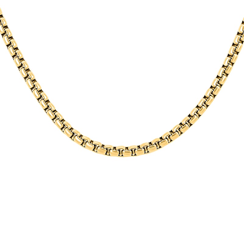 14K Yellow Gold Sterling Silver Box Chain Necklace 24 Inches 7.90 Grams
