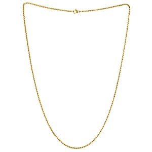 14K Yellow Gold Sterling Silver Box Chain Necklace 24 Inches 7.90 Grams