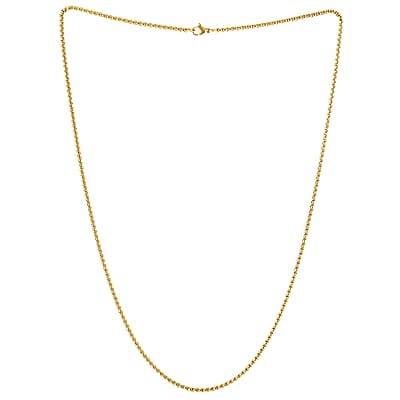 14K Yellow Gold Sterling Silver Box Chain Necklace 24 Inches 7.90 Grams