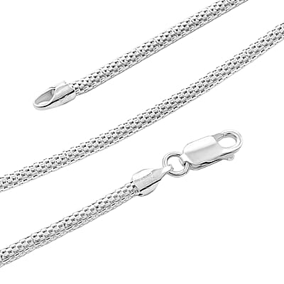 2.70mm Coreana Popcorn Chain Necklace in Sterling Silver 24 Inches 8.8 Grams