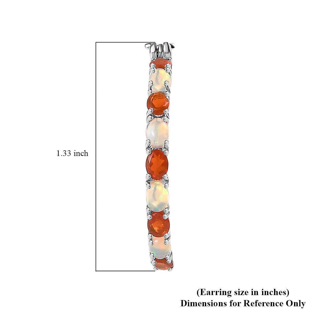Crimson Fire Opal and Ethiopian Welo Opal Hoop Earrings in Platinum Over Sterling Silver 1.90 ctw image number 5