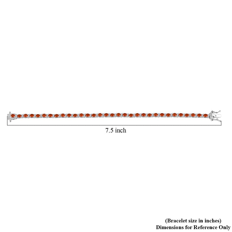 Crimson Fire Opal and White Zircon Tennis Bracelet in Platinum Over Sterling Silver (7.25 In) 4.65 ctw