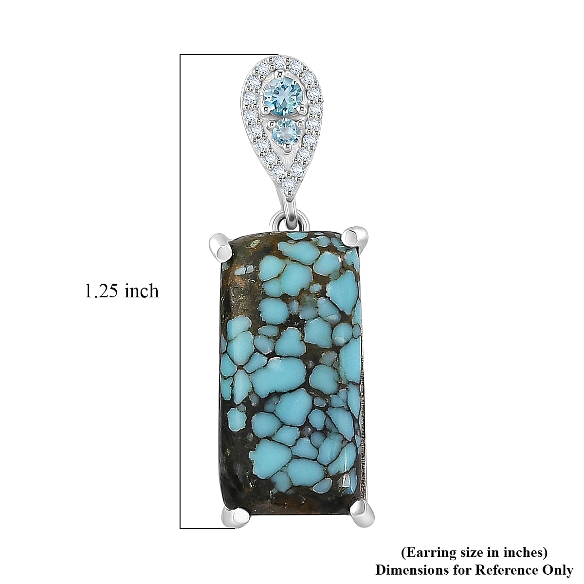 Premium Blue Moon Turquoise and Multi Gemstone 16.40 ctw Earrings in Rhodium Over Sterling Silver