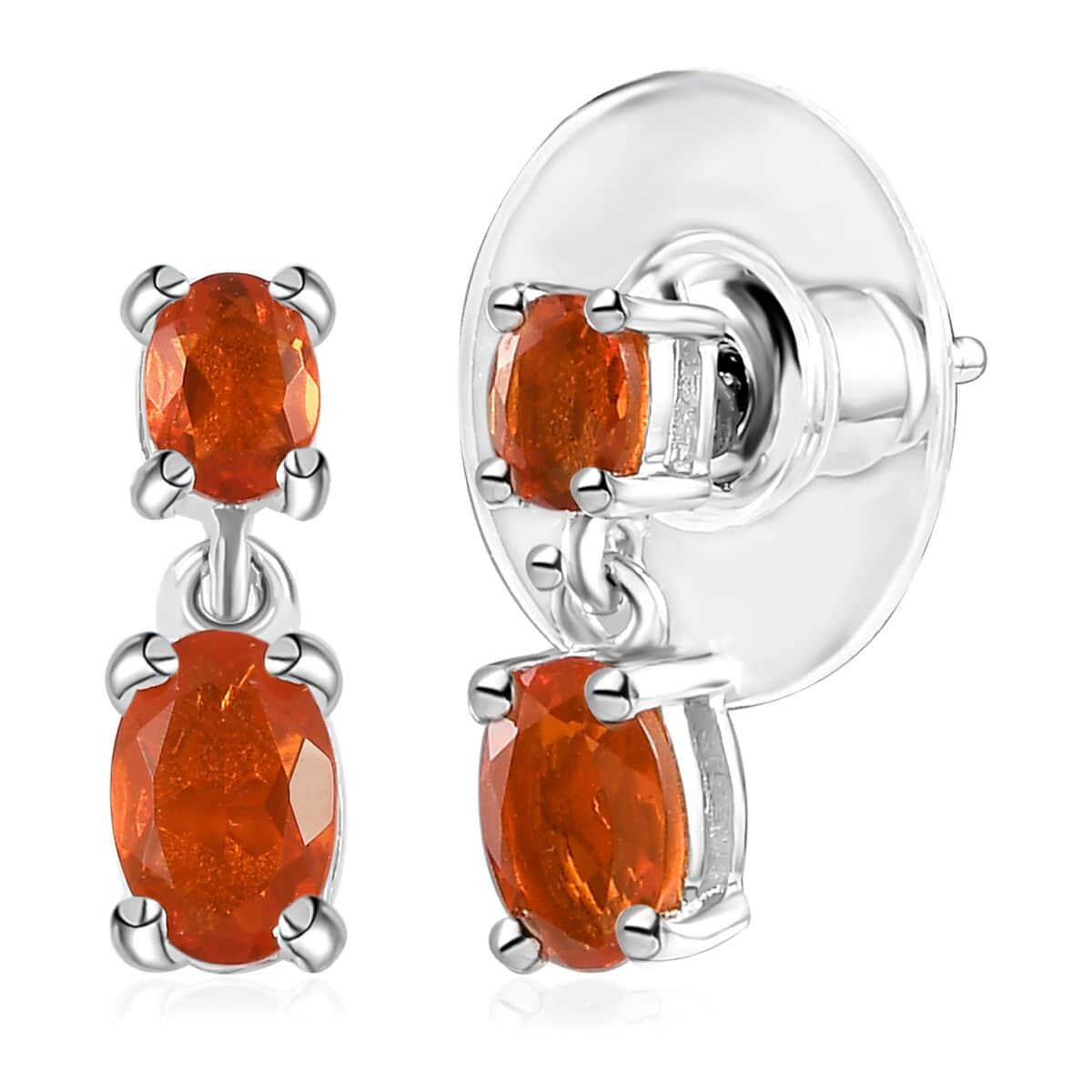 Crimson Fire Opal Dangle Earrings in Platinum Over Sterling Silver 0.85 ctw image number 0
