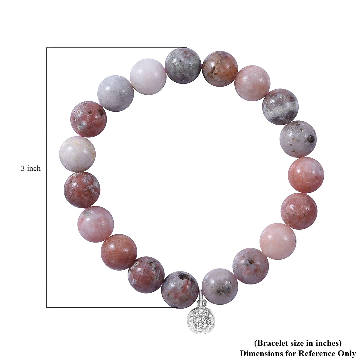 Multi Color Jasper Beaded Stretch Bracelet with Charm in Sterling Silver 150.00 ctw image number 4